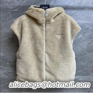 Shop Discount Prada Wool Nylon Reversible Vest PR091958 Brown/Beige 2025