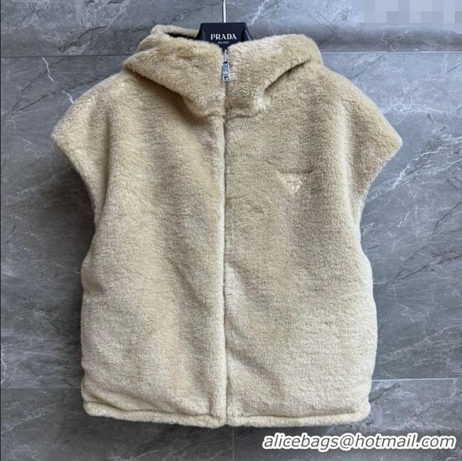 Shop Discount Prada Wool Nylon Reversible Vest PR091958 Brown/Beige 2025