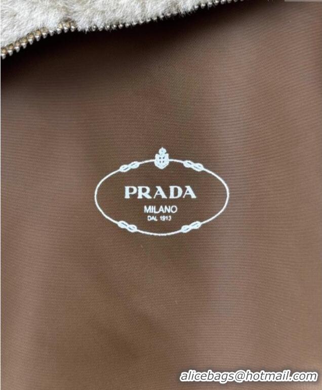 Shop Discount Prada Wool Nylon Reversible Vest PR091958 Brown/Beige 2025