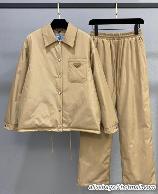 Traditional Discount Prada Cotton-Padded Jacket and Pants Set PR091960 Beige 2025