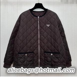 Top Grade Prada Quilted Cotton-Padded Jacket PR091963 Dark Brown 2025
