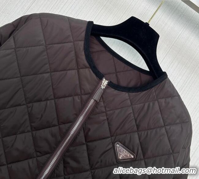 Top Grade Prada Quilted Cotton-Padded Jacket PR091963 Dark Brown 2025