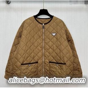 Luxury Discount Prada Quilted Cotton-Padded Jacket Brandy PR091963 Brown 2025