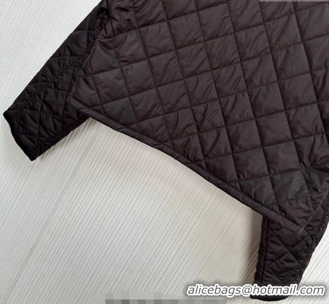 Luxury Discount Prada Quilted Cotton-Padded Short Jacket PR091964 Dark Brown 2025