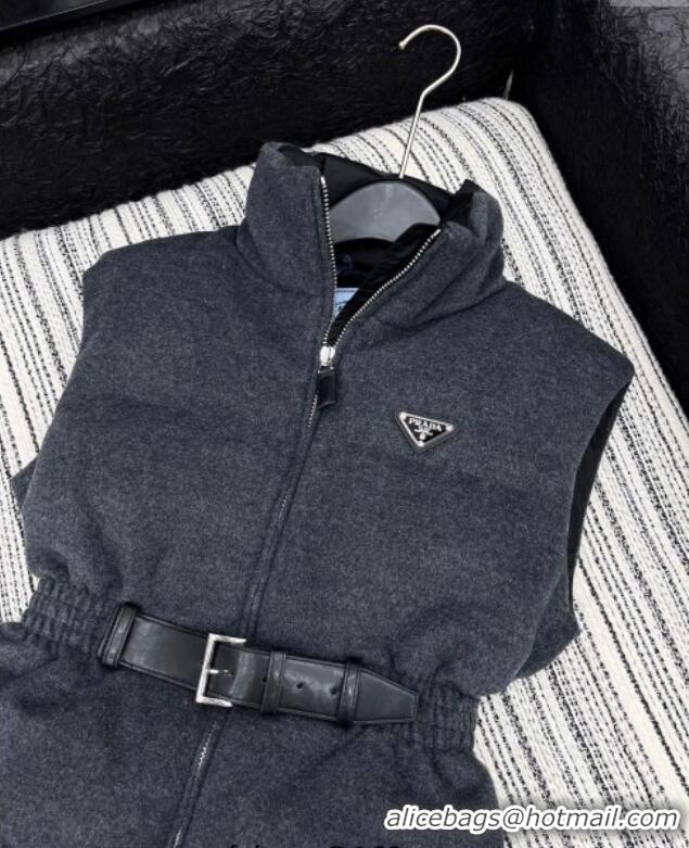 Famous Brand Prada Wool Down Vest PR091979 Grey 2025