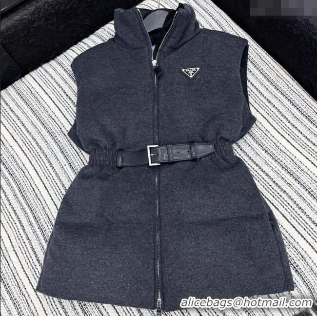 Famous Brand Prada Wool Down Vest PR091979 Grey 2025