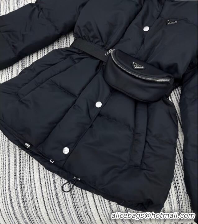 Top Quality Prada Down Jacket with Pouch PR091980 Black 2025