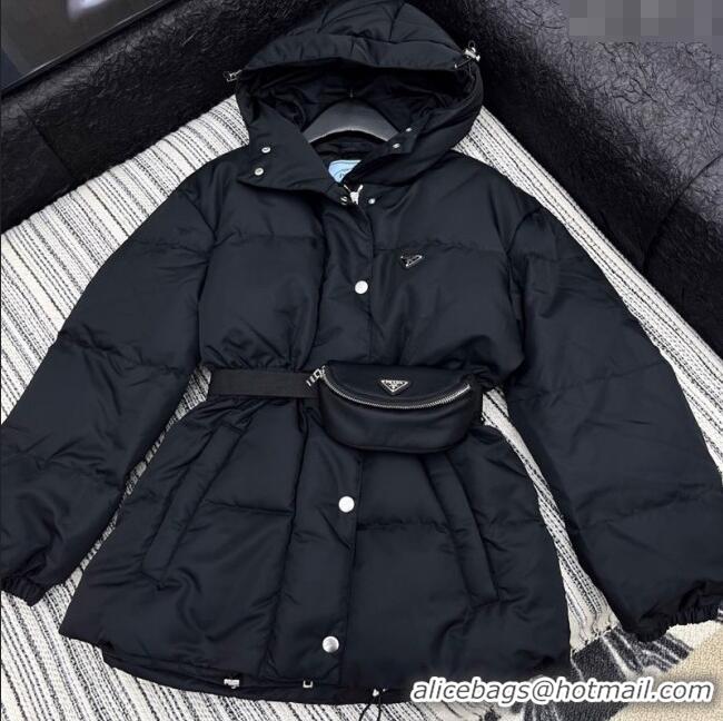 Top Quality Prada Down Jacket with Pouch PR091980 Black 2025