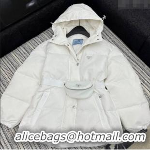 Top Grade Prada Down Jacket with Pouch PR091980 White 2025
