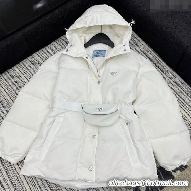 Top Grade Prada Down Jacket with Pouch PR091980 White 2025
