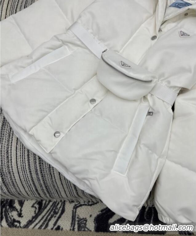 Top Grade Prada Down Jacket with Pouch PR091980 White 2025