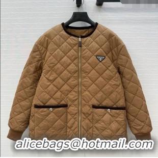 Affordable Price Prada Quilted Nylon and Cotton Padded Jacket PR091882 Brown 2025