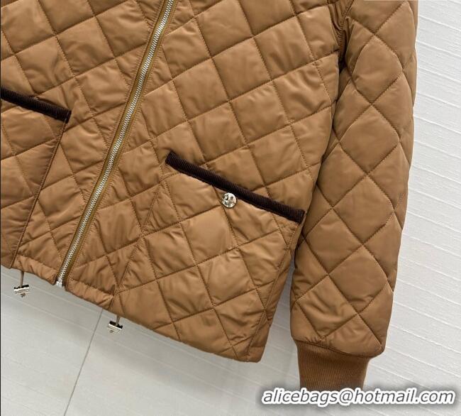 Affordable Price Prada Quilted Nylon and Cotton Padded Jacket PR091882 Brown 2025