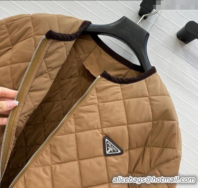 Affordable Price Prada Quilted Nylon and Cotton Padded Jacket PR091882 Brown 2025
