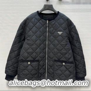 Famous Brand Prada Quilted Nylon and Cotton Padded Jacket PR091882 Black 2025