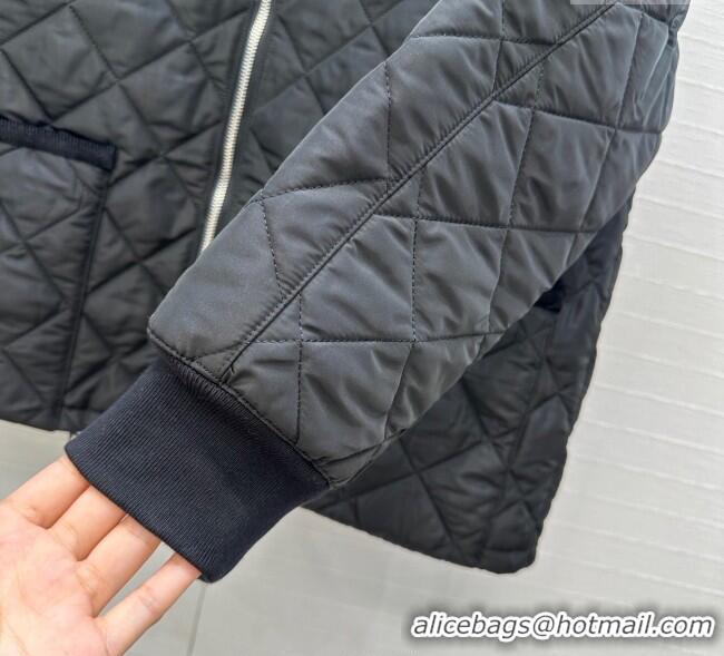 Famous Brand Prada Quilted Nylon and Cotton Padded Jacket PR091882 Black 2025