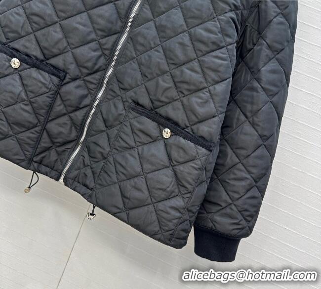 Famous Brand Prada Quilted Nylon and Cotton Padded Jacket PR091882 Black 2025