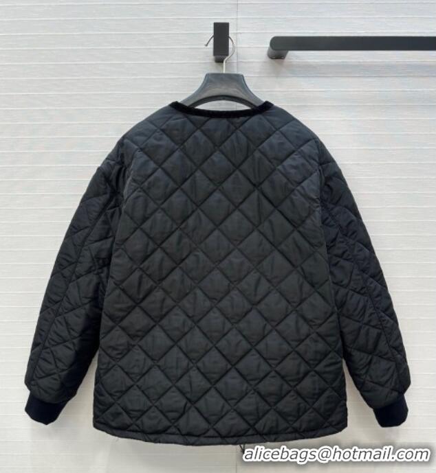 Famous Brand Prada Quilted Nylon and Cotton Padded Jacket PR091882 Black 2025