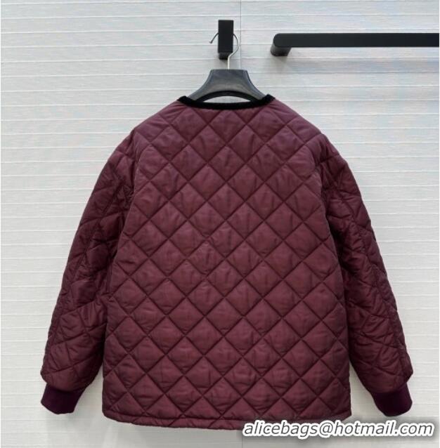 Good Looking Prada Quilted Nylon and Cotton Padded Jacket PR091882 Burgundy 2025