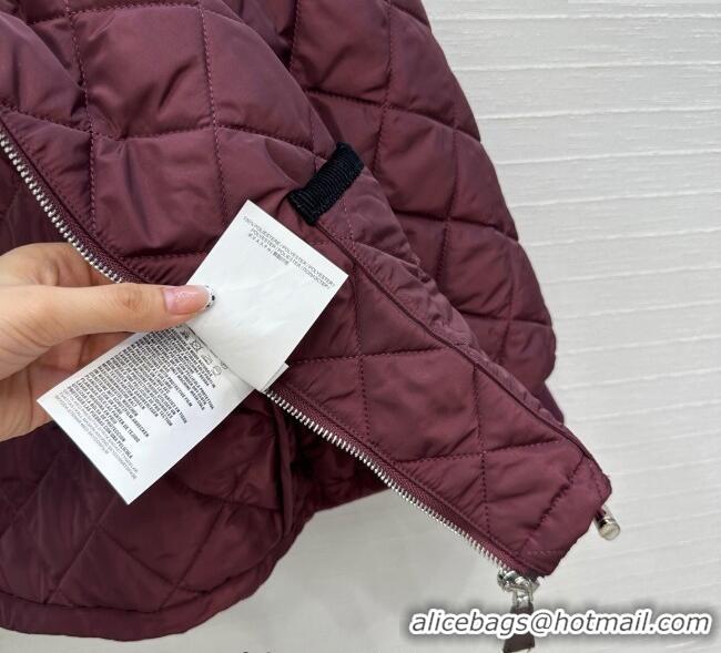 Good Looking Prada Quilted Nylon and Cotton Padded Jacket PR091882 Burgundy 2025