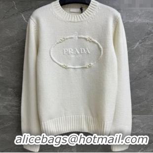 Top Design Prada Wool Cashmere Sweater PR101401 White 2025