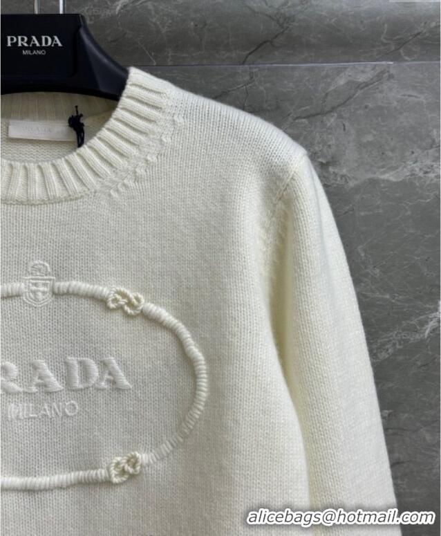 Top Design Prada Wool Cashmere Sweater PR101401 White 2025
