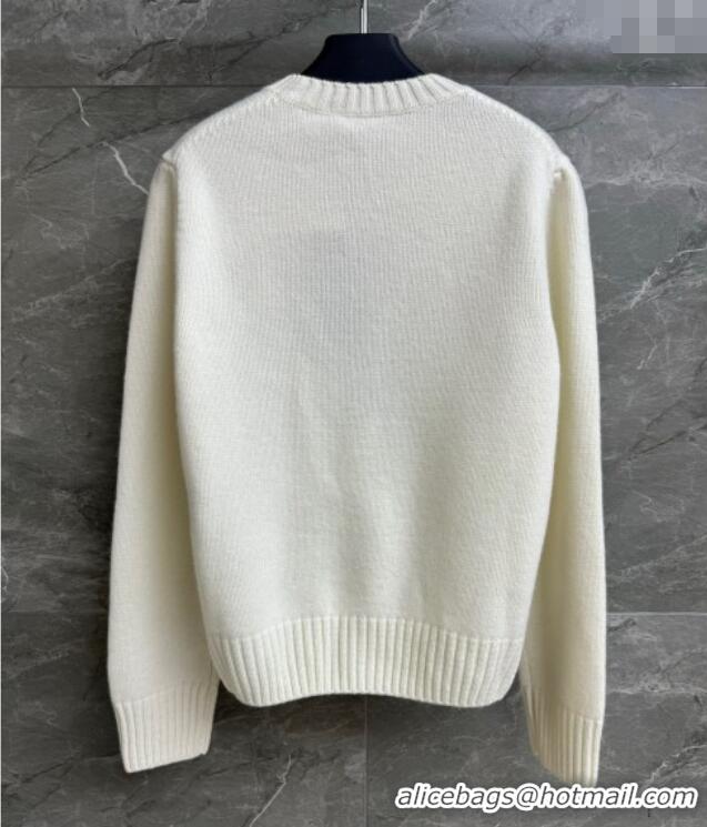 Top Design Prada Wool Cashmere Sweater PR101401 White 2025