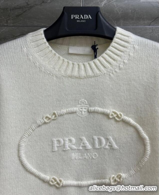 Top Design Prada Wool Cashmere Sweater PR101401 White 2025