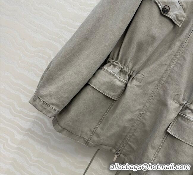 Promotional Prada Canvas and Mink Fur Jacket 1014 Grey 2025