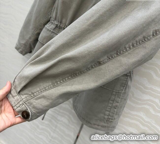 Promotional Prada Canvas and Mink Fur Jacket 1014 Grey 2025