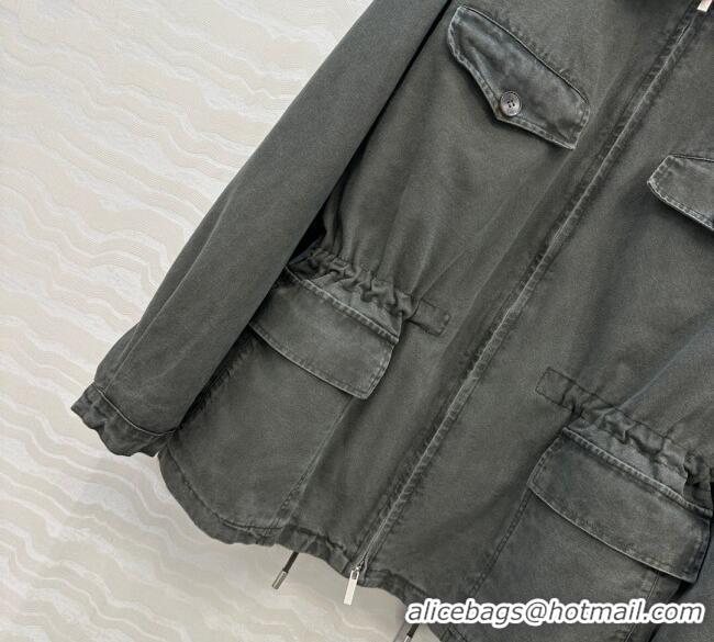 Best Price Prada Canvas and Mink Fur Jacket 1014 Green 2025