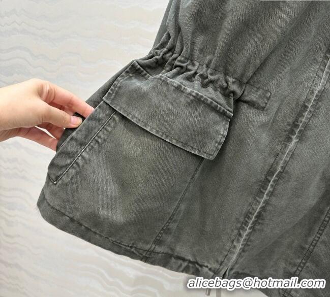 Best Price Prada Canvas and Mink Fur Jacket 1014 Green 2025