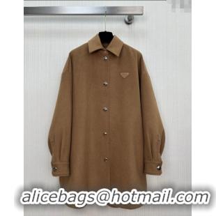 Market Sells Discount Prada Wool Coat PR101403 Brown 2025