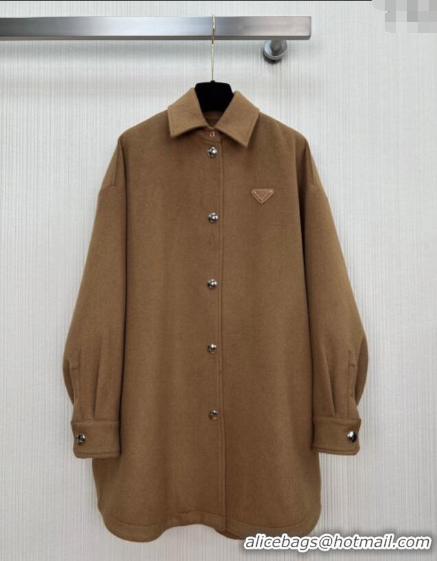 Market Sells Discount Prada Wool Coat PR101403 Brown 2025