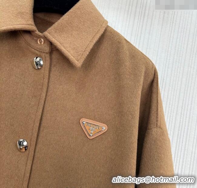 Market Sells Discount Prada Wool Coat PR101403 Brown 2025