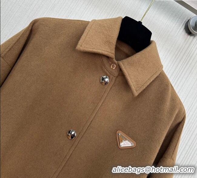 Market Sells Discount Prada Wool Coat PR101403 Brown 2025