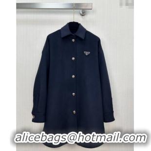Good Looking Prada Wool Coat PR101403 Blue 2025
