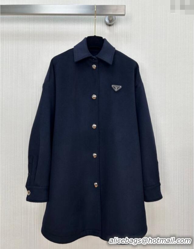 Good Looking Prada Wool Coat PR101403 Blue 2025