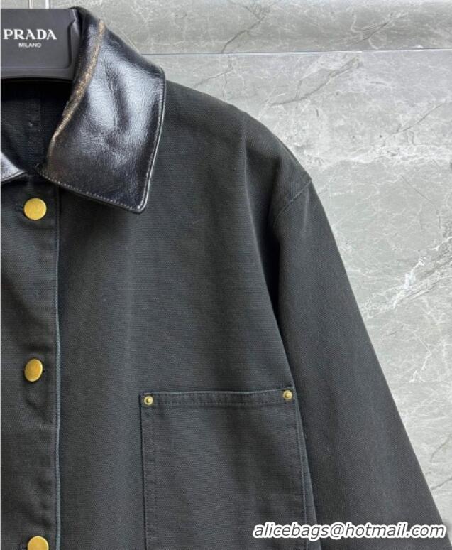 Well Crafted Prada Cotton and Lambskin Leather Jacket PR101501 Grey 2025