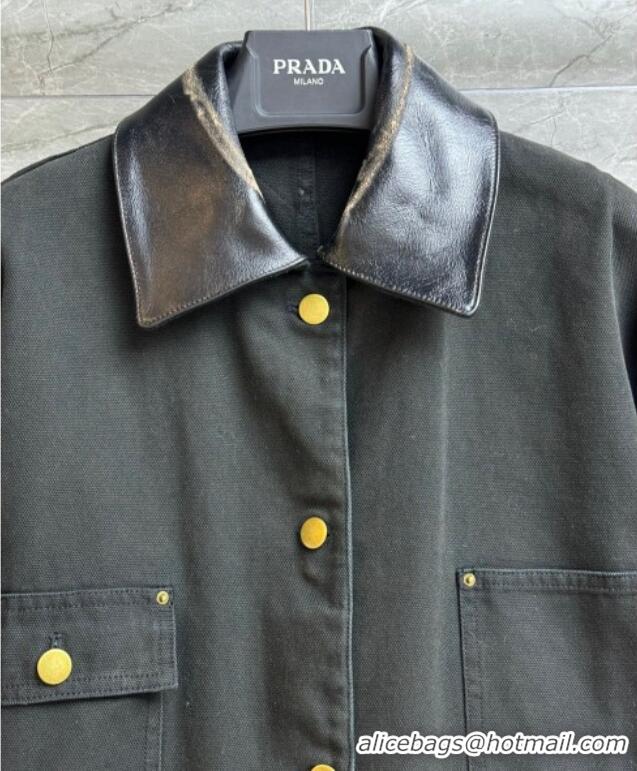 Well Crafted Prada Cotton and Lambskin Leather Jacket PR101501 Grey 2025