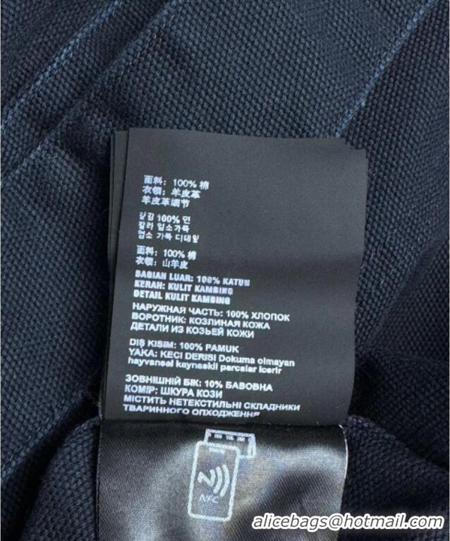 Luxury Cheap Prada Cotton and Lambskin Leather Jacket PR101501 Blue 2025