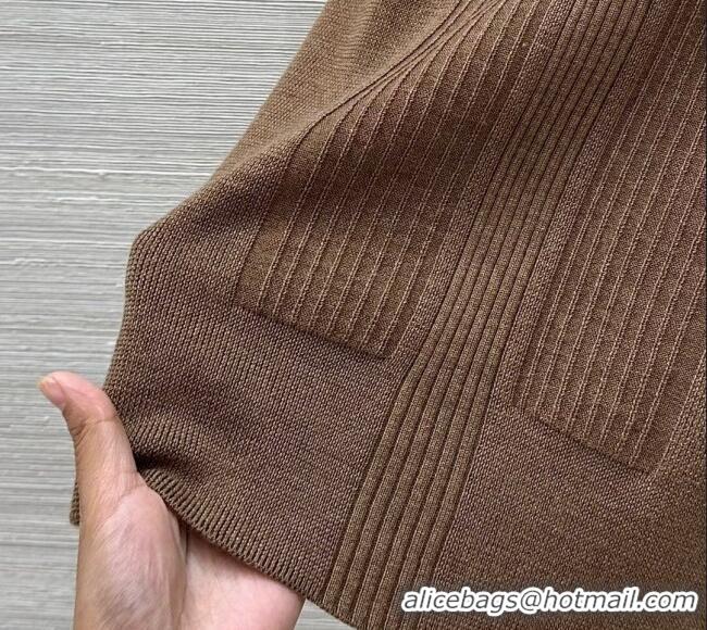 Good Inexpensive Prada Wool Knit Shirt with Charm 1015 Brown 2025