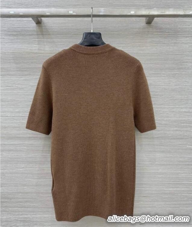 Good Inexpensive Prada Wool Knit Shirt with Charm 1015 Brown 2025