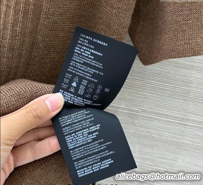 Good Inexpensive Prada Wool Knit Shirt with Charm 1015 Brown 2025