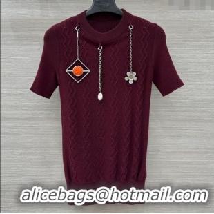 Unique Discount Prada Wool Knit Shirt with Charm 1015 Burgundy 2025