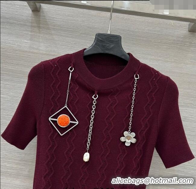 Unique Discount Prada Wool Knit Shirt with Charm 1015 Burgundy 2025