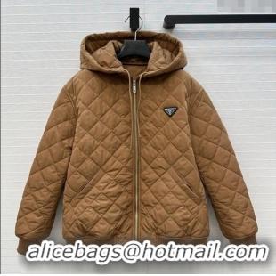 Shop Best Price Prada Quilted Cotton Jacket PR101503 Brown 2025