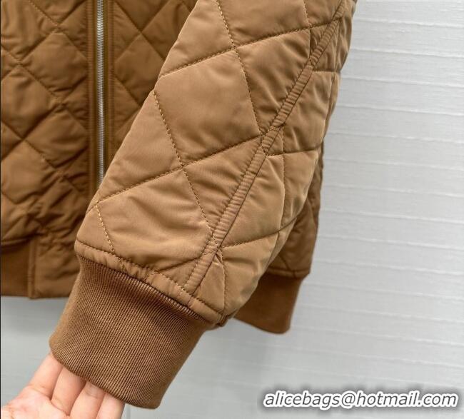 Shop Best Price Prada Quilted Cotton Jacket PR101503 Brown 2025