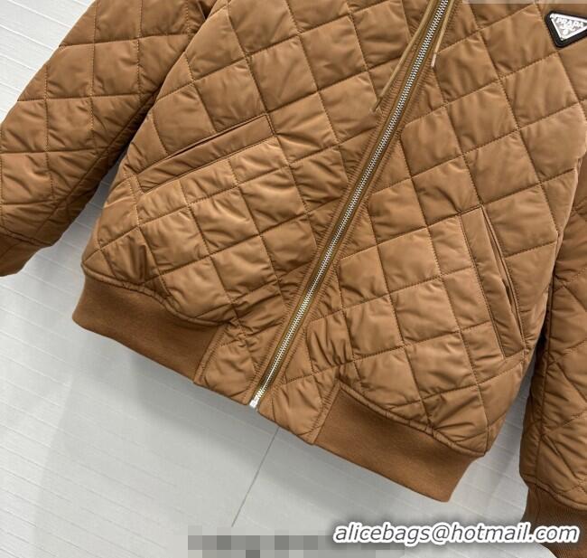 Shop Best Price Prada Quilted Cotton Jacket PR101503 Brown 2025