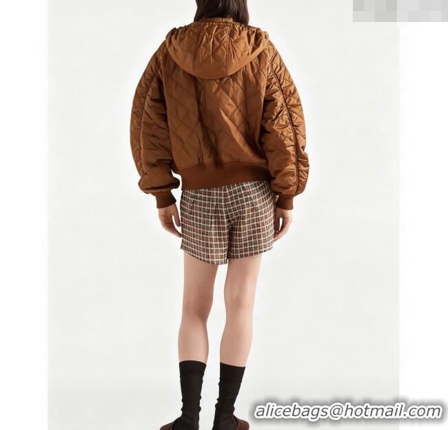 Shop Best Price Prada Quilted Cotton Jacket PR101503 Brown 2025